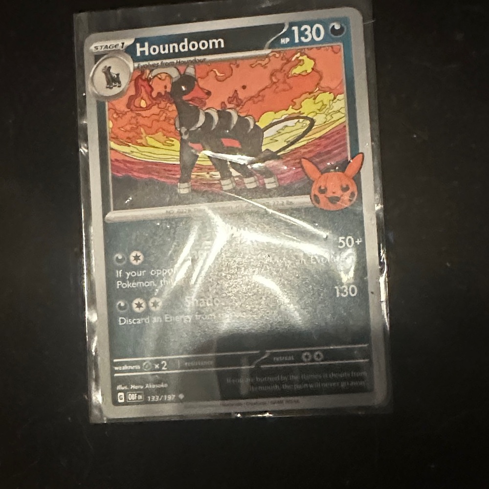 Pokemon Houndoom Card - Fiery Red and Black